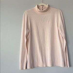 Loft Powder pink mock neck sweater with cutout back